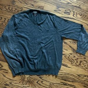 Mens XL Chaps V Neck sweater Charcoal Grey